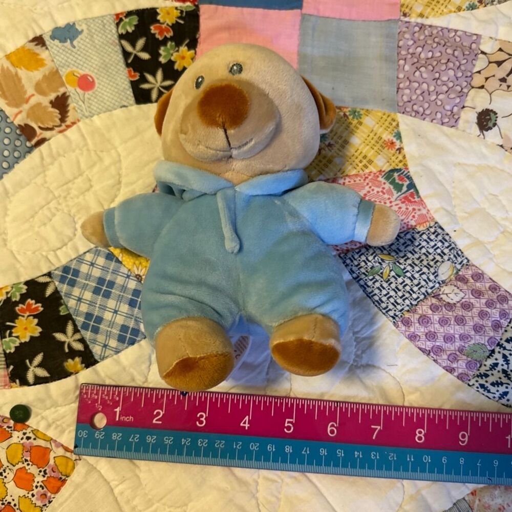 2021 Ty PJ Bear Blue Plush With Hood Stuffed Animal Toy 7" - Picture 6 of 9